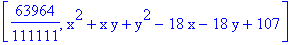 [63964/111111, x^2+x*y+y^2-18*x-18*y+107]